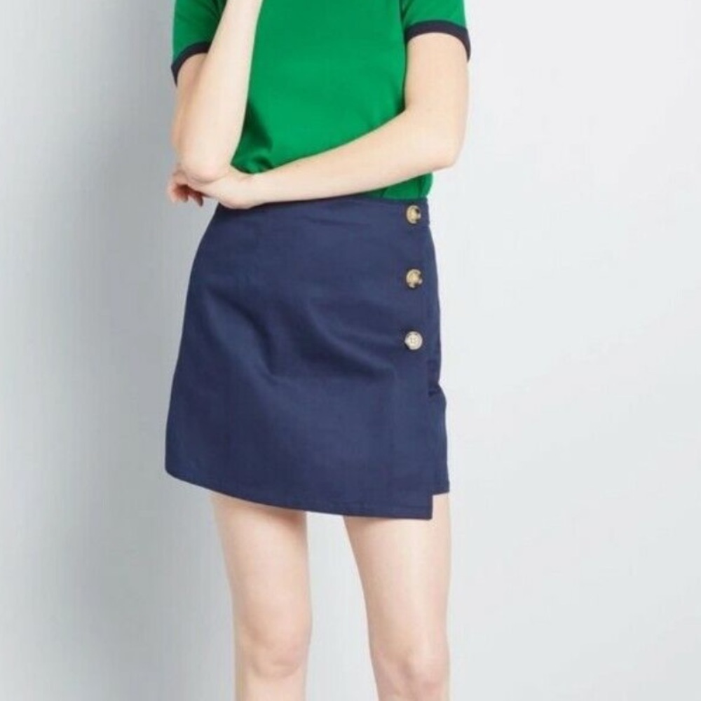 ModCloth Women's Navy Blue Button Skirt